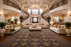 Belzhiki ZerKhaki handmade Afghan carpet in a grand luxury foyer – large-format hand-knotted wool area rug by Golden Loom Afghanistan showcasing scale and timeless elegance
