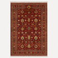 Handmade Afghan Ziegler rug in deep red with all-over floral vase pattern, hand-knotted wool, traditional Persian-style design — Golden Loom Afghanistan