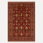 Handmade Afghan Ziegler rug in deep red with all-over floral vase pattern, hand-knotted wool, traditional Persian-style design — Golden Loom Afghanistan