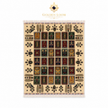 Handmade Afghan garden-design rug with ivory field, multicolored panel medallions in jewel tones, and botanical border motifs with fringe trim