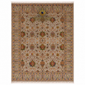 Handmade Afghan Ziegler carpet in ivory and beige with multicolor floral and vine motifs, traditional border, and fringe — Golden Loom Afghanistan