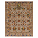 Handmade Afghan Ziegler carpet in ivory and beige with multicolor floral and vine motifs, traditional border, and fringe — Golden Loom Afghanistan