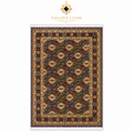 Handwoven Afghan Mamluk carpet with multicolor diamond lattice pattern and ivory fringe, by Golden Loom Afghanistan