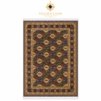 Handwoven Afghan Mamluk carpet with multicolor diamond lattice pattern and ivory fringe, by Golden Loom Afghanistan