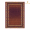 Handwoven Afghan carpet with deep crimson all-over geometric lattice pattern, ivory fringe, and multi-layered border — Golden Loom Afghanistan