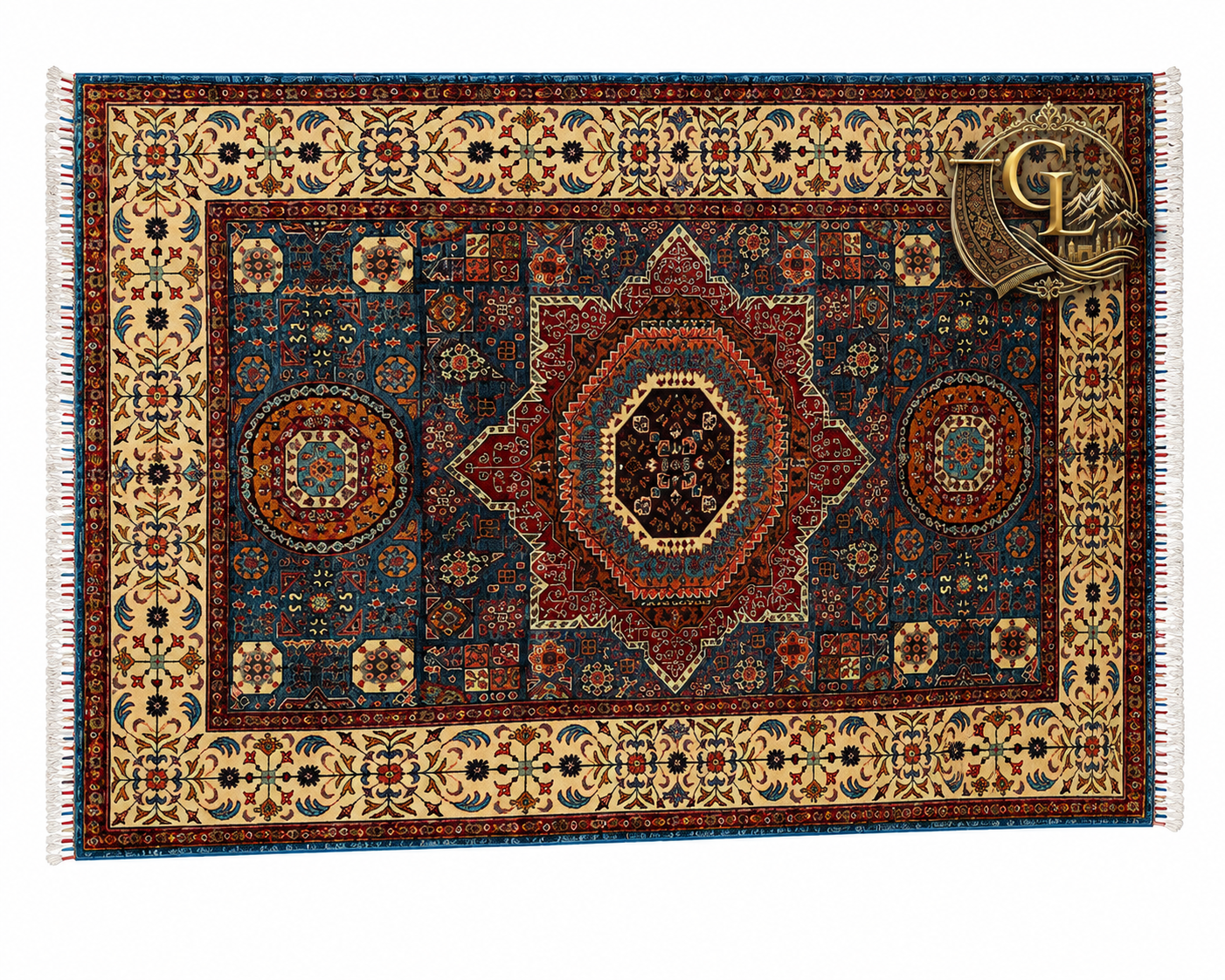 Authentic Afghan Handmade Silk Carpet – Kazak Medallion Design