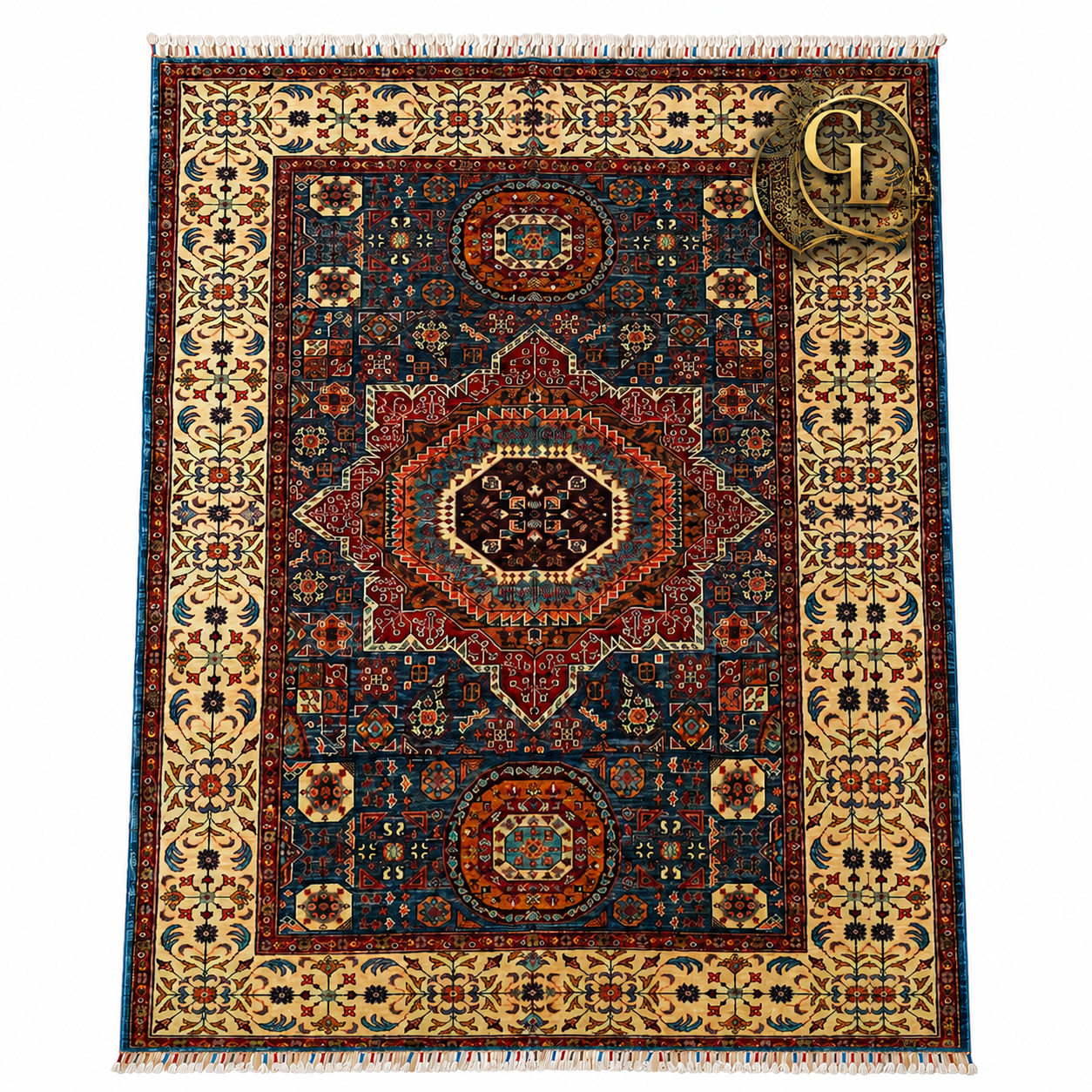 Authentic Afghan Handmade Silk Carpet – Kazak Medallion Design