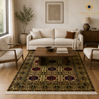 The Mazar-e-Sharif Wheat Legacy highlighting its hand-knotted pattern, natural wool and artisan craftsmanship.