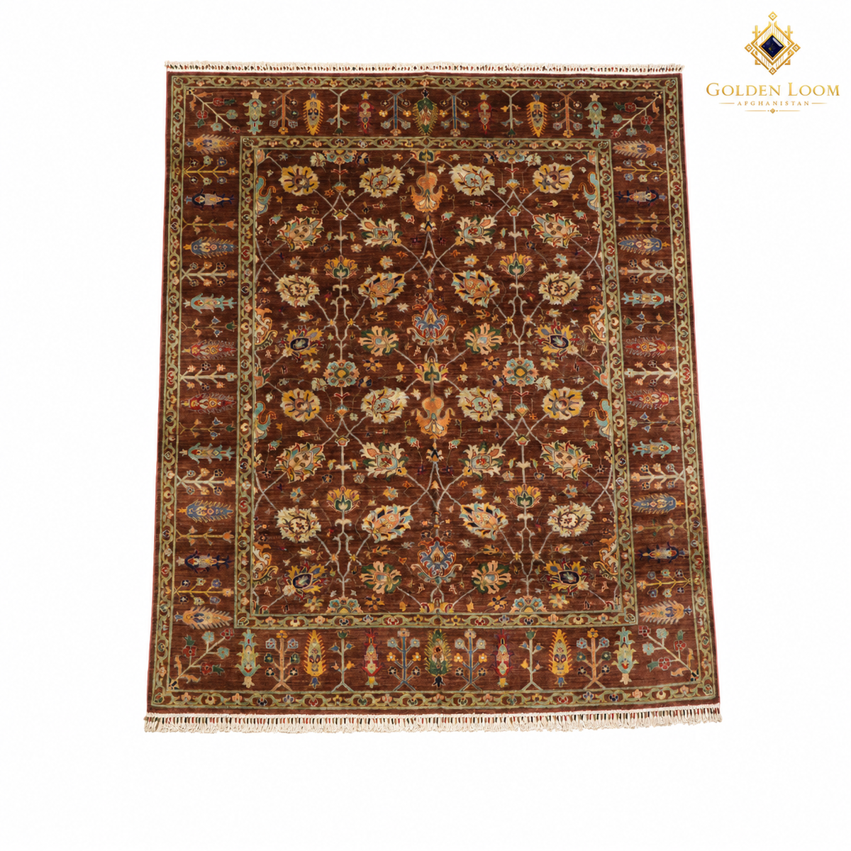 The Mazar-e-Sharif Chobi Royal Flower Legacy, a hand-knotted Afghan wool carpet shown in full.