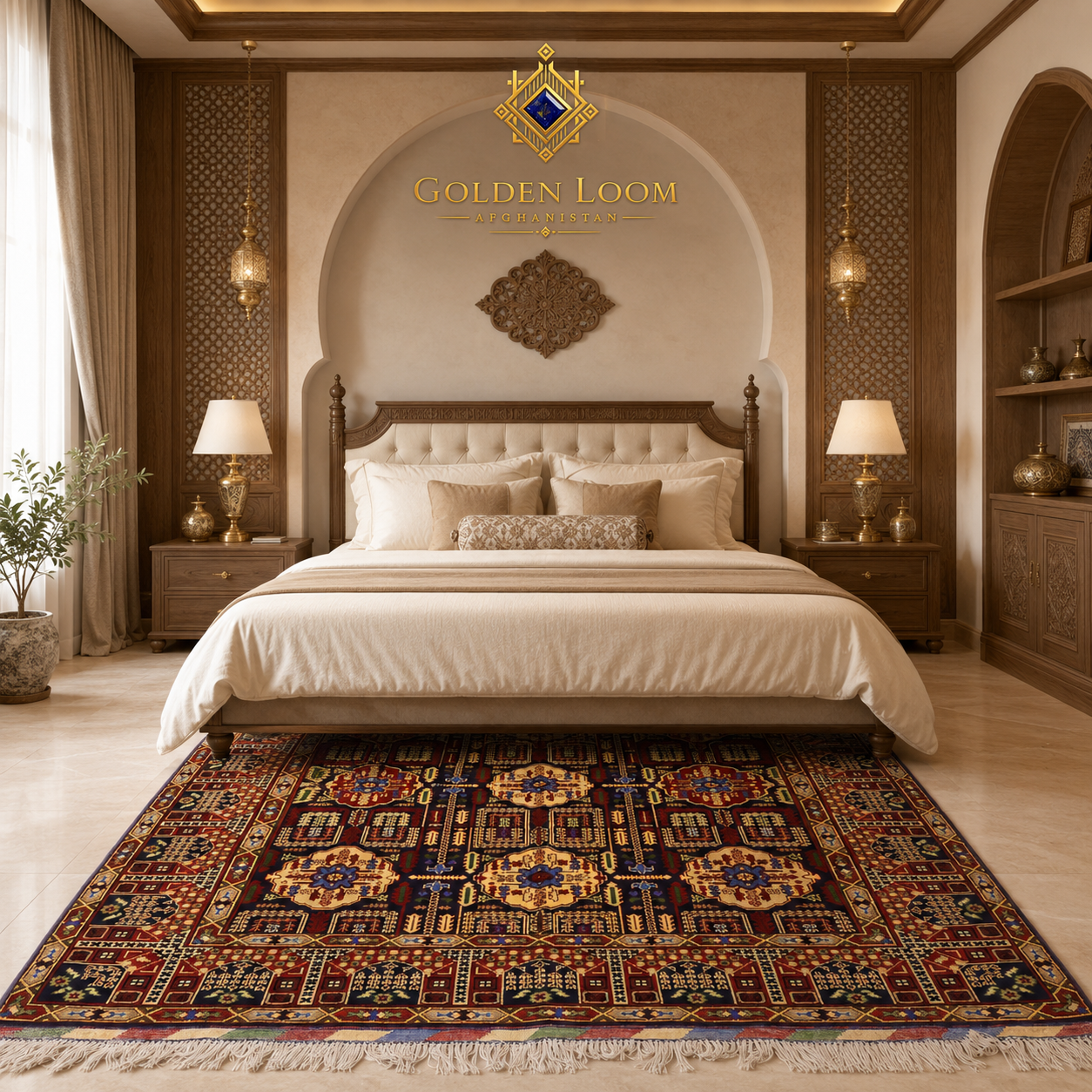 Regional Rug – Wheat Pattern Blue | Handwoven Afghan Carpet