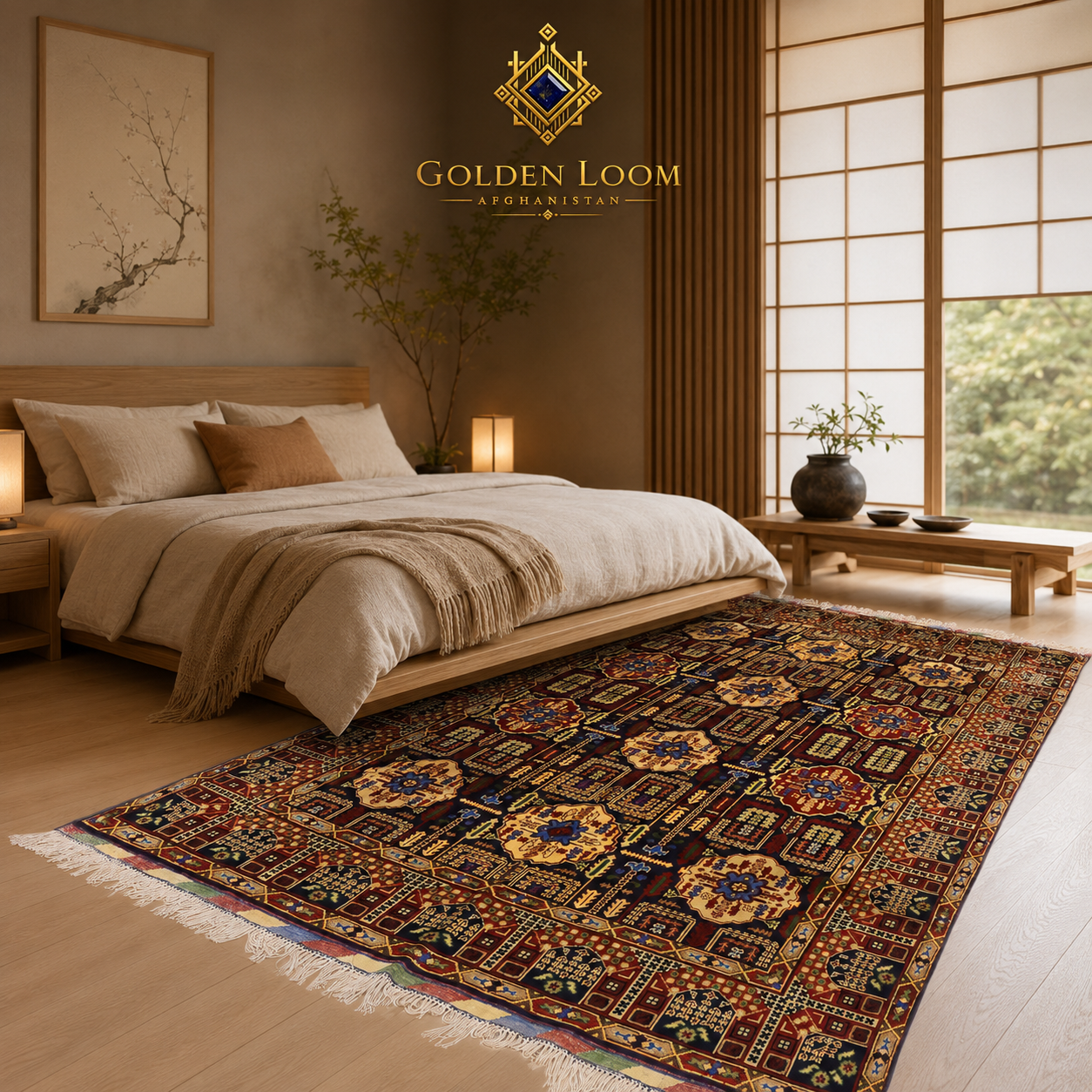 Regional Rug – Wheat Pattern Blue | Handwoven Afghan Carpet