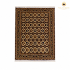 Hand-knotted Afghan wool rug with all-over diamond medallion pattern in dark chocolate brown and ivory, Golden Loom Afghanistan