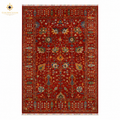 Chobi Kashan handwoven Afghan carpet with rich red field and multicolour floral motifs