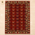 Sultani Chobi hand-knotted Afghan carpet in deep crimson red with traditional floral border, made in Balkh Mazar-e-Sharif