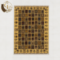 Hand-Knotted Afghan Chobi Rug – Golden Wheat & Multicolor Mirror Design | 100% Turkman Wool | Mazar-i-Sharif
