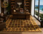 Afghan Chobi carpet with classic mirror-pattern design – hand-knotted 100% Turkman wool, Balkh Province, Afghanistan