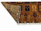Folded corner of Belzhiki Afghan carpet showing reverse side and hand-finished fringe – dense Turkman wool weave, 40x40 knots per 10cm, handmade in Mazar-e-Sharif, Afghanistan by Golden Loom