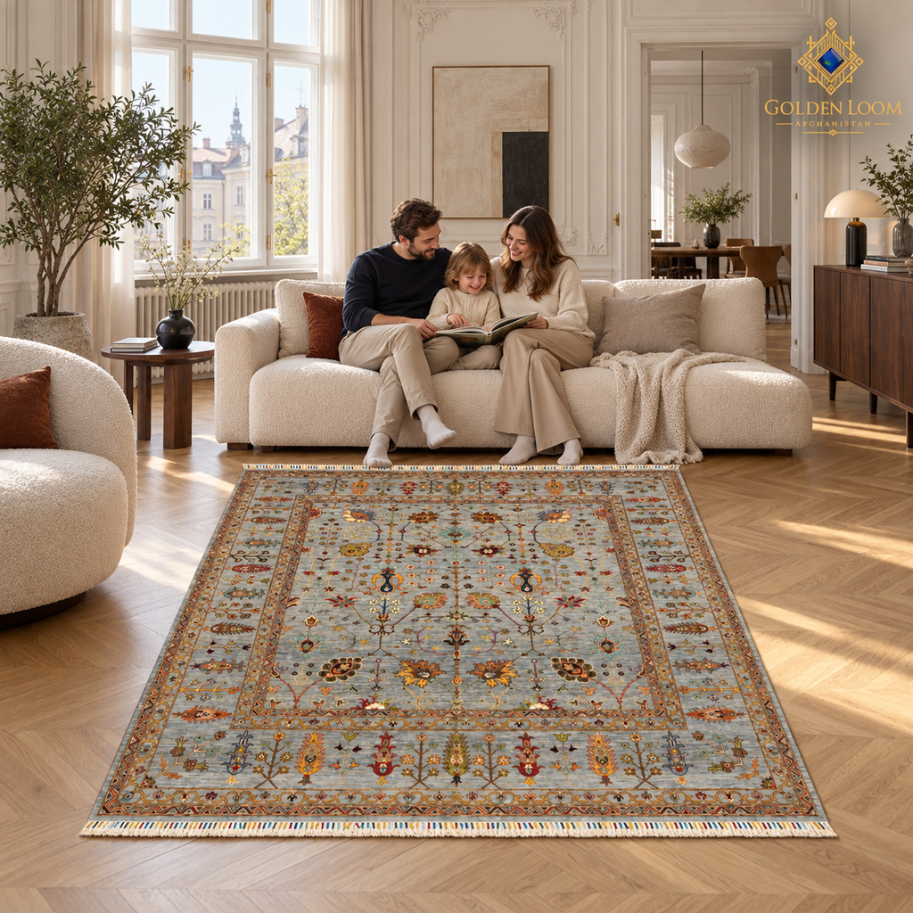 The Jawzjan Sultani Diamond Legacy | Hand-Knotted Chobi Afghan Wool Carpet