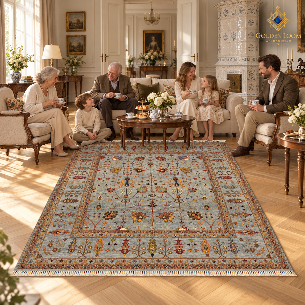 The Jawzjan Sultani Diamond Legacy | Hand-Knotted Chobi Afghan Wool Carpet