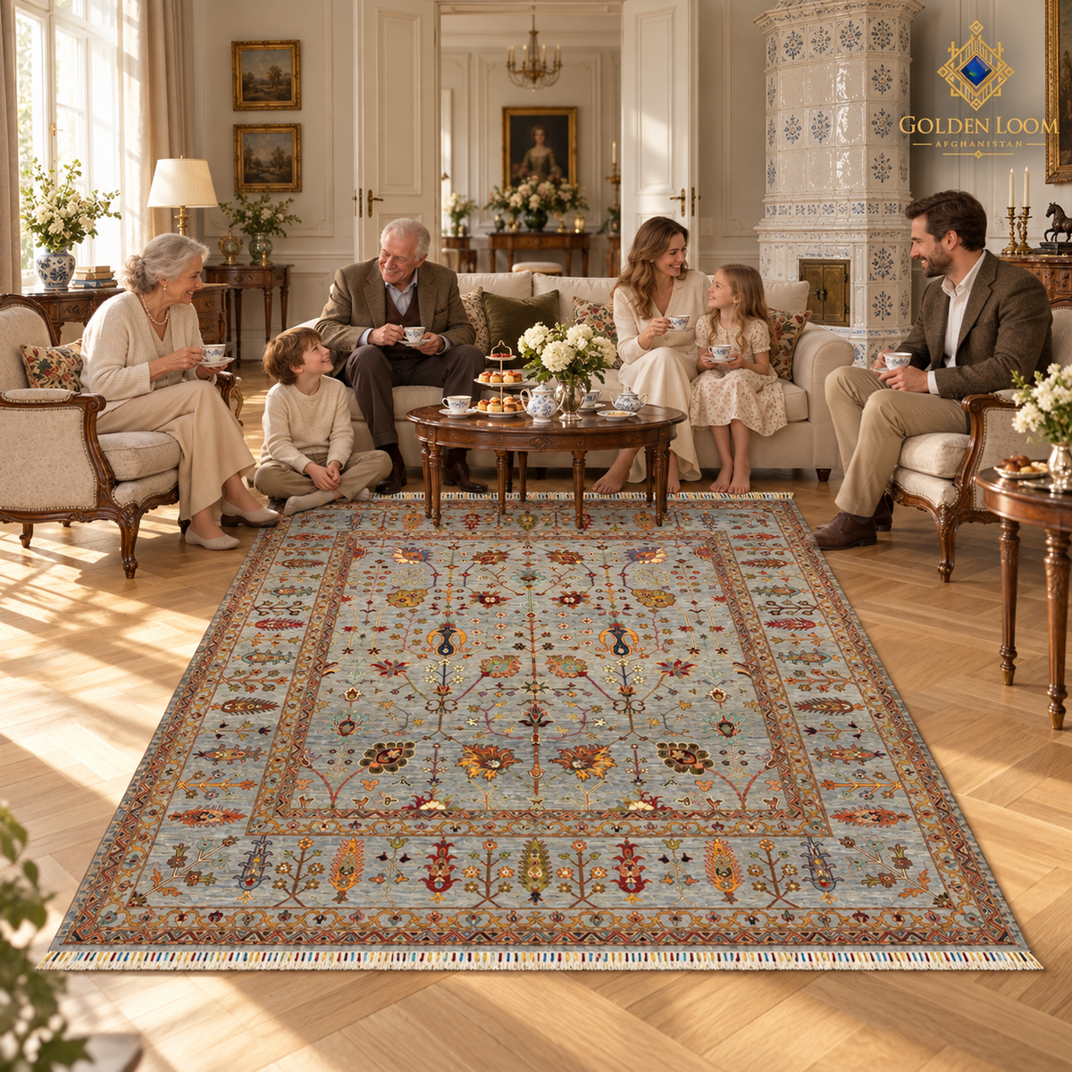 The Jawzjan Sultani Diamond Legacy | Hand-Knotted Chobi Afghan Wool Carpet