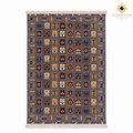 Top view of the Aina Gul Mirror hand-knotted Afghan wool carpet on a white background