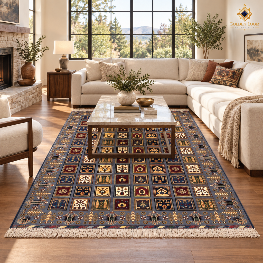The Afghan Regional Mirror Legacy | Hand-Knotted Afghan Wool Carpet