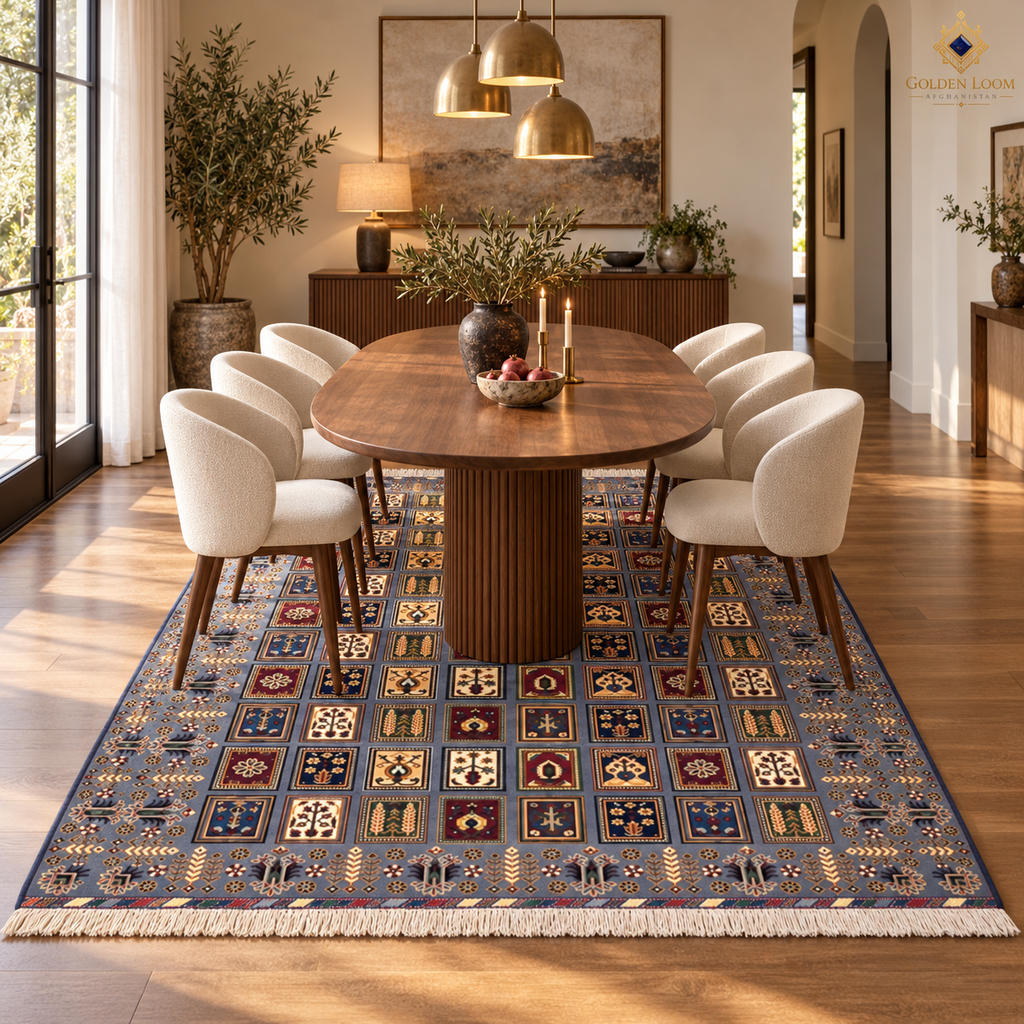 The Afghan Regional Mirror Legacy | Hand-Knotted Afghan Wool Carpet