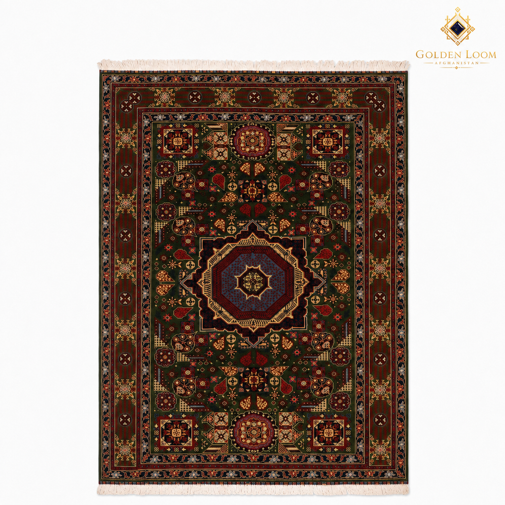 The Mazar-e-Sharif Mamluk Legacy Pair, a hand-knotted Afghan wool carpet shown in full.