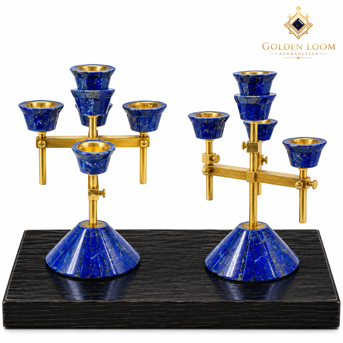Pair of Candelabrum with original Lapis Lazuli stone sourced from Badakhshan Afghanistan 