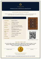 A product authenticity certificate for a Golden Loom carpet, featuring a product description