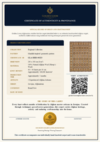 A certificate of authenticity and provenance card for a Golden Loom carpet, featuring product details