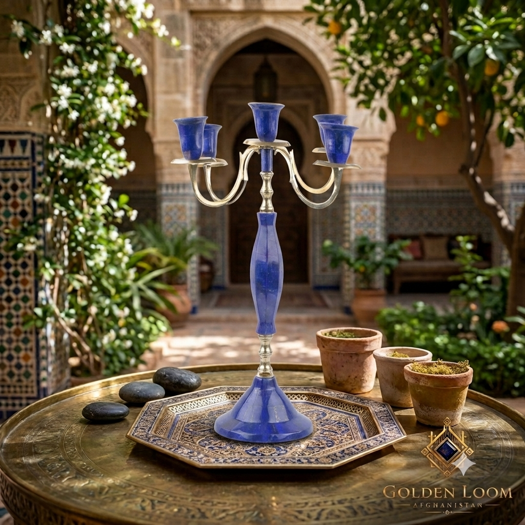 Royal Lapis Lazuli Five-Arm Candelabrum