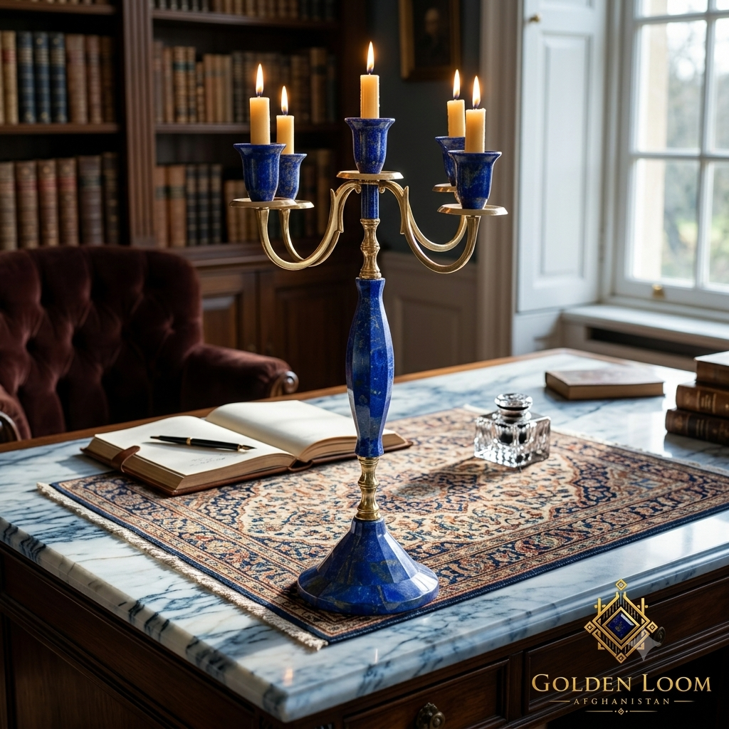 Royal Lapis Lazuli Five-Arm Candelabrum