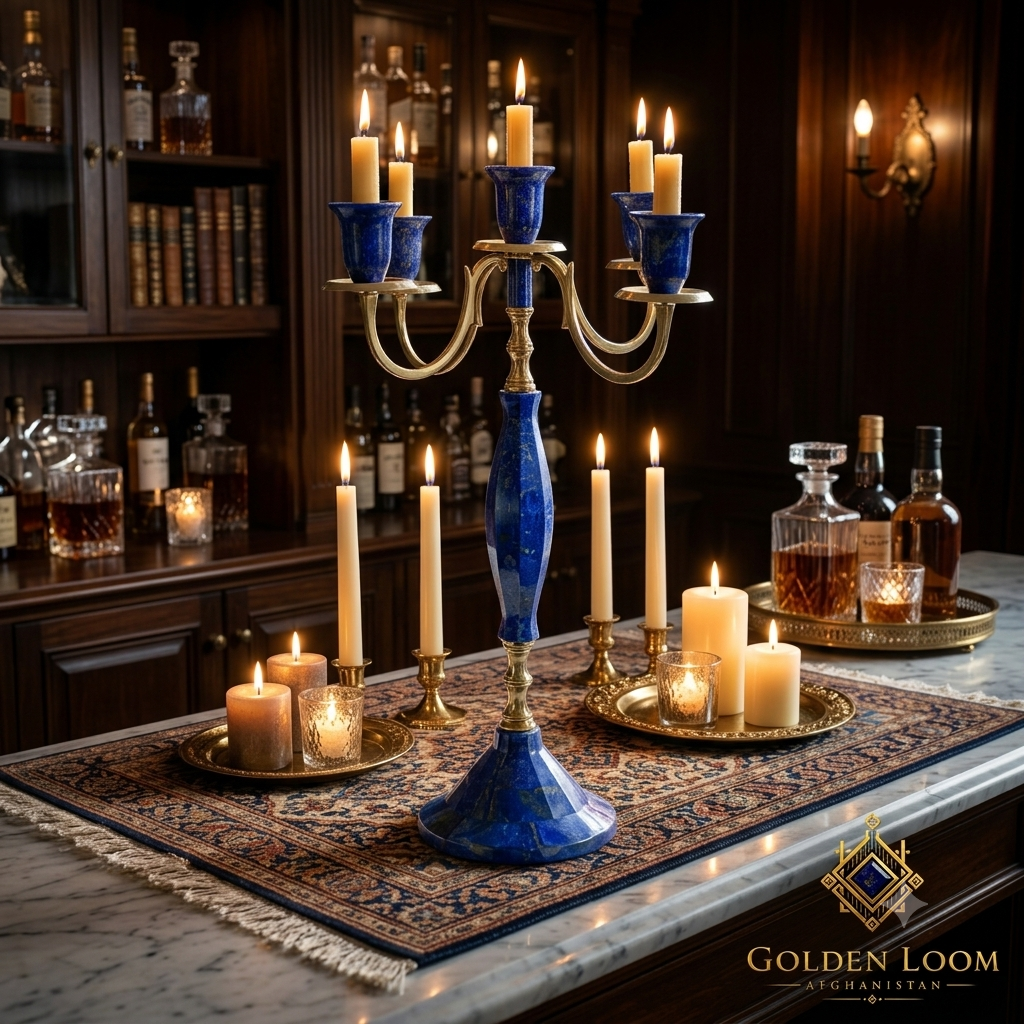 Royal Lapis Lazuli Five-Arm Candelabrum