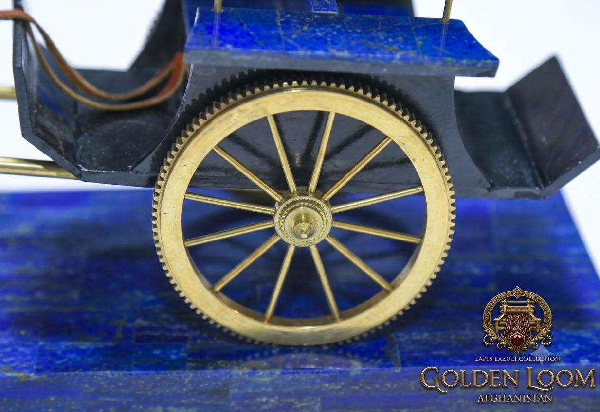 Majestic Lapis Lazuli Horse & Carriage Sculpture