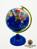 Handcrafted Royal Lapis Lazuli Globe made from genuine Badakhshan lapis lazuli with gold-tone meridian ring and lapis base — Golden Loom Afghanistan