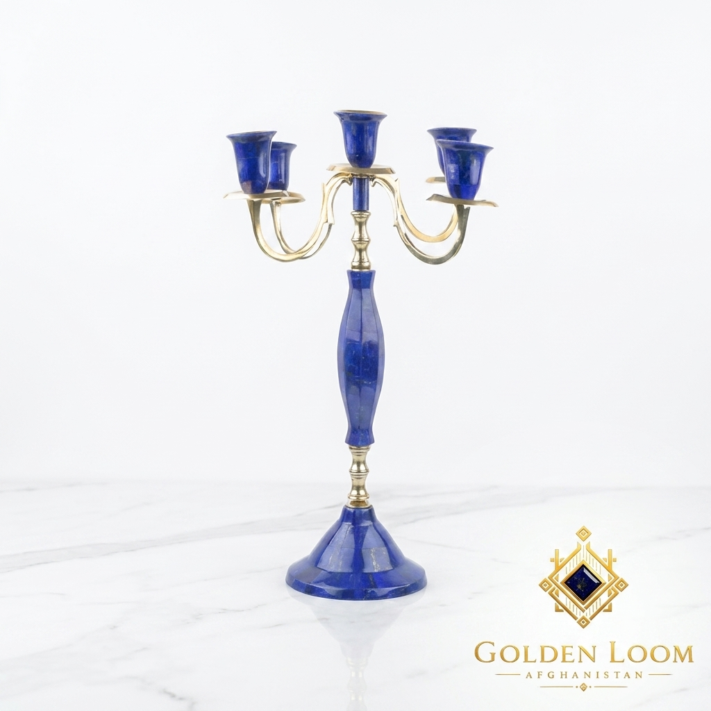 Royal Lapis Lazuli Five-Arm Candelabrum
