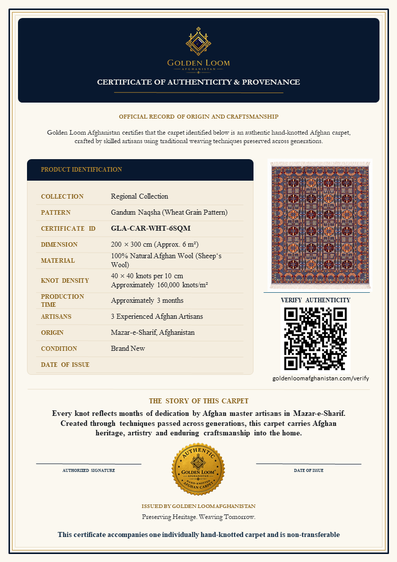 The Mazar-e-Sharif Gandum Legacy | Hand-Knotted Afghan Wool Carpet