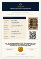 A certificate of authenticity and provenance card for a Golden Loom carpet, featuring product details