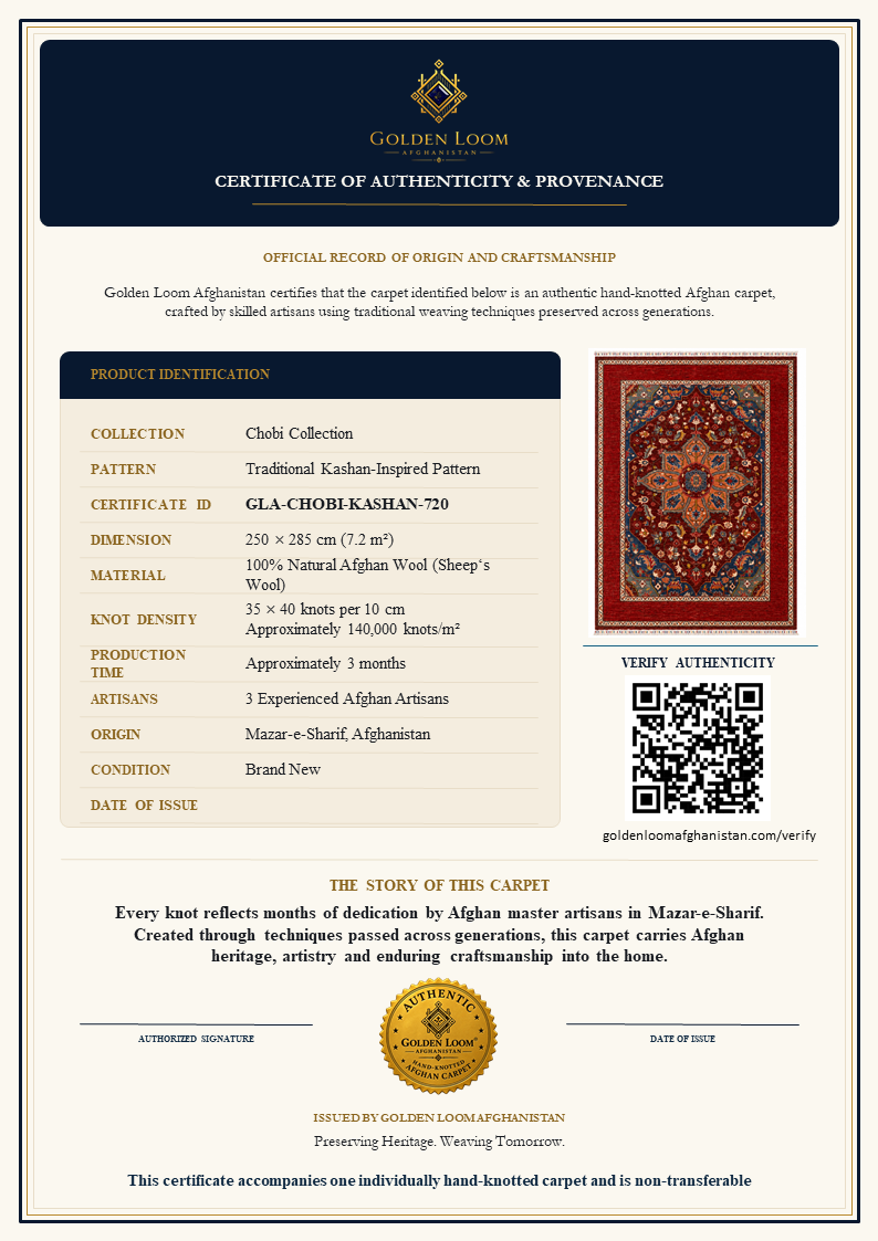 The Mazar-e-Sharif Kashan Pattern Legacy | Hand-Knotted Afghan Wool Carpet