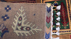 Close-up of Belzhiki Afghan carpet knot detail – 40x40 hand-tied Turkman wool knots per 10cm with hand-finished fringe, Mazar-e-Sharif, Afghanistan by Golden Loom