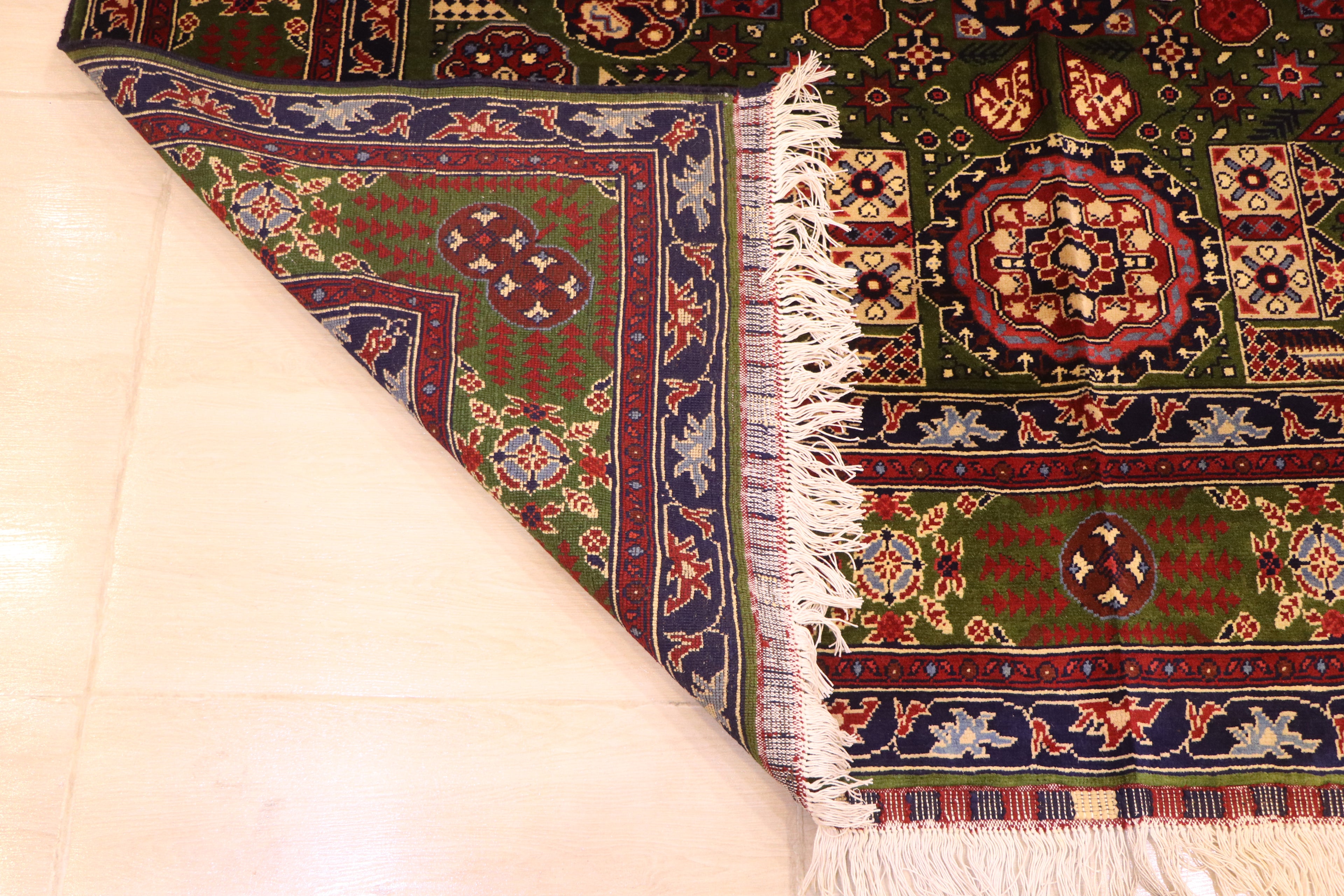 Back side folded showing hand-knotted construction