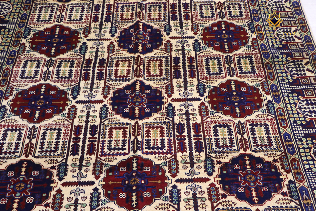 The Mazar-e-Sharif Wheat Legacy highlighting its hand-knotted pattern, natural wool and artisan craftsmanship.