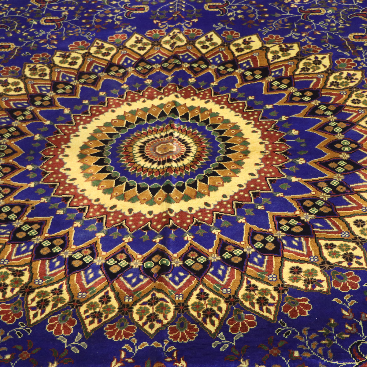 full pattern view of the peacock carpet.