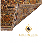 Afghan hand-knotted Mamluk area rug corner detail with ivory field, multicolor geometric border and hand-tied wool fringe on white background