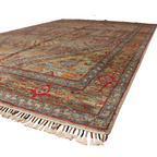 The Mazar-e-Sharif Chobi Wheat Legacy highlighting its hand-knotted pattern, natural wool and artisan craftsmanship.