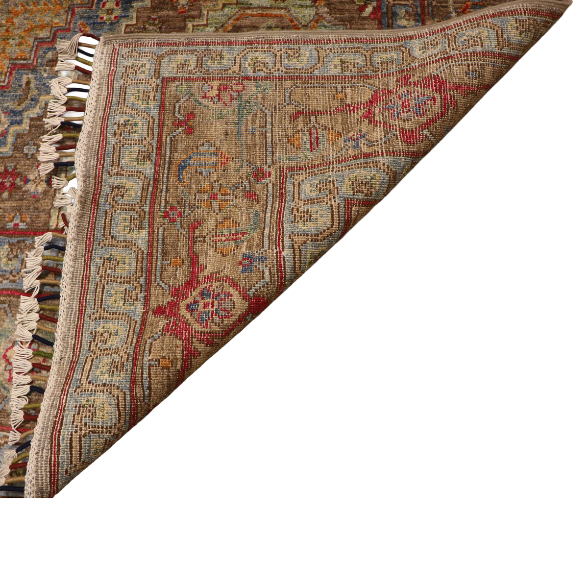 The Mazar-e-Sharif Chobi Wheat Legacy highlighting its hand-knotted pattern, natural wool and artisan craftsmanship.