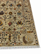 Hand-knotted Afghan Ziegler carpet with silver-grey field and multicolor floral all-over design, Golden Loom Afghanistan