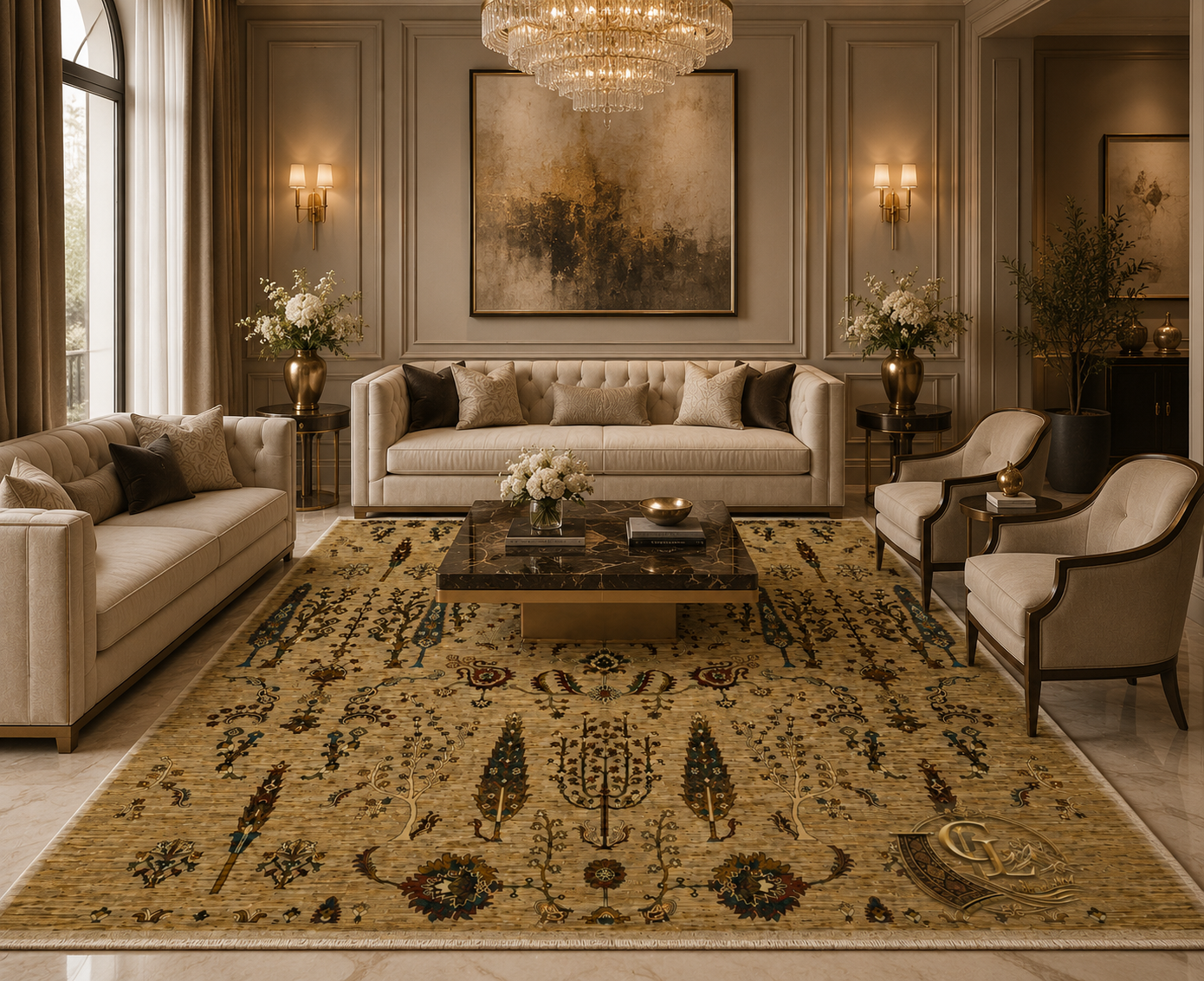 Chobi Tree of Life — Hand-Knotted Afghan Carpet | 240×301 cm