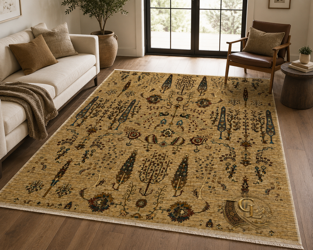 Chobi Tree of Life — Hand-Knotted Afghan Carpet | 240×301 cm
